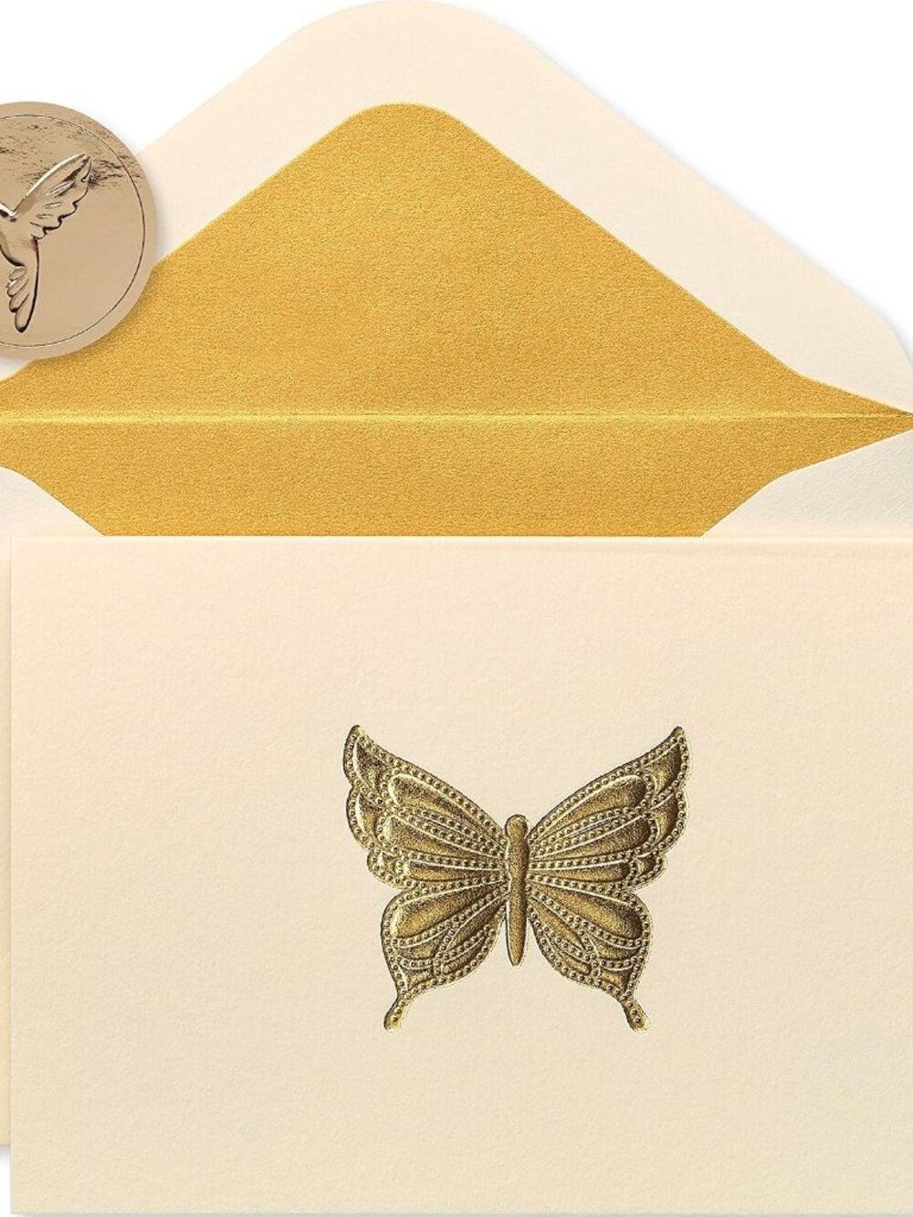 Blank Cards with Envelopes, Gold Butterfly 14-Count
